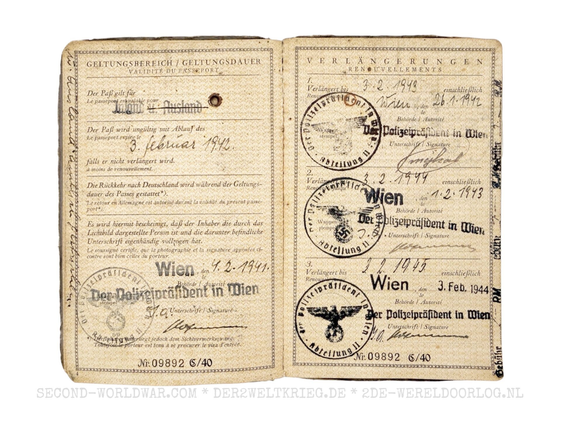 Deutsches Reich Fremdenpass Wien 1941 – Bild 4