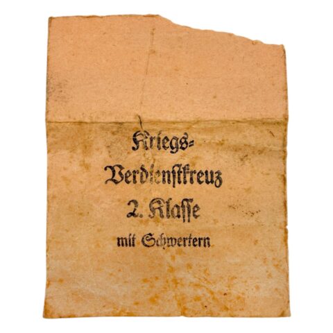Kriegsverdienstkreuz 2.Klasse mit Schwertern Verleihungstüte Deumer