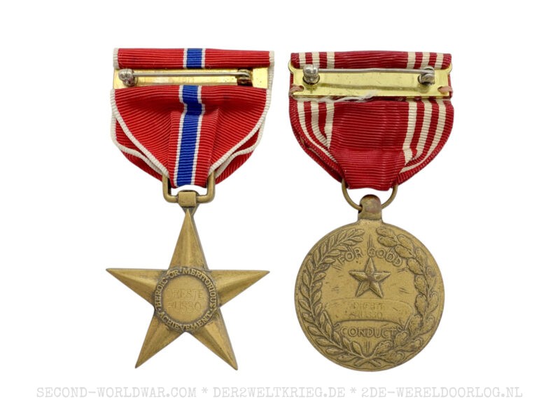 Amerikanische Bronze Star Medal, Anstecknadel und Good Conduct im Etui – Bild 3