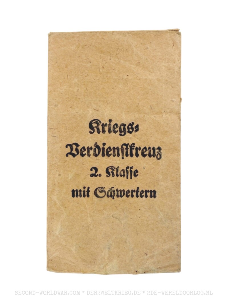 Kriegsverdienstkreuz 2.Klasse mit Schwertern Verleihungstüte Klein & Quenzer