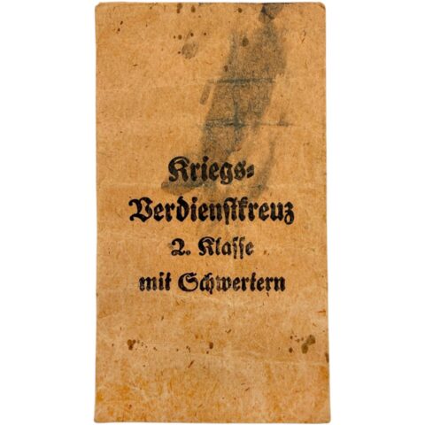 Kriegsverdienstkreuz 2.Klasse mit Schwertern Verleihungstüte Klein & Quenzer