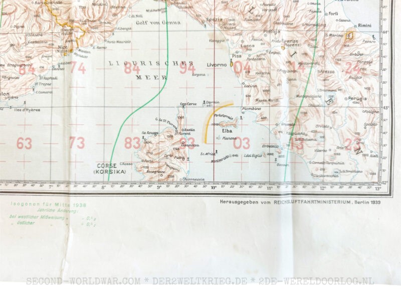 Luft-Navigationskarte in Merkatorprojektion Westeuropa 1939 – Bild 4