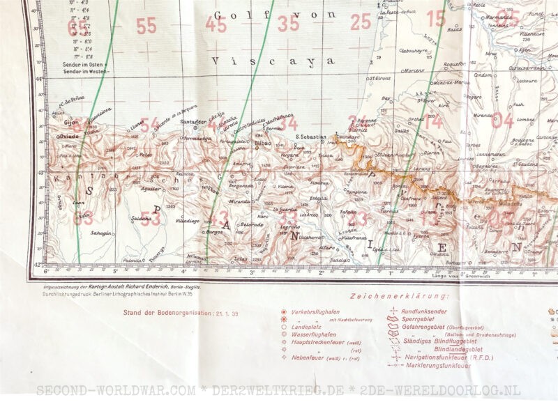 Luft-Navigationskarte in Merkatorprojektion Westeuropa 1939 – Bild 5