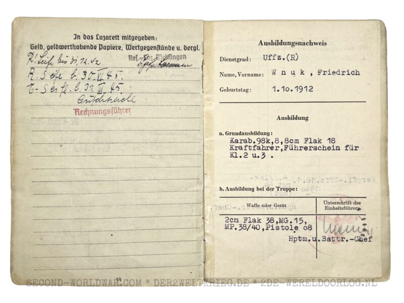 Luftwaffe Soldbuch Offizier FLAK – Bild 13