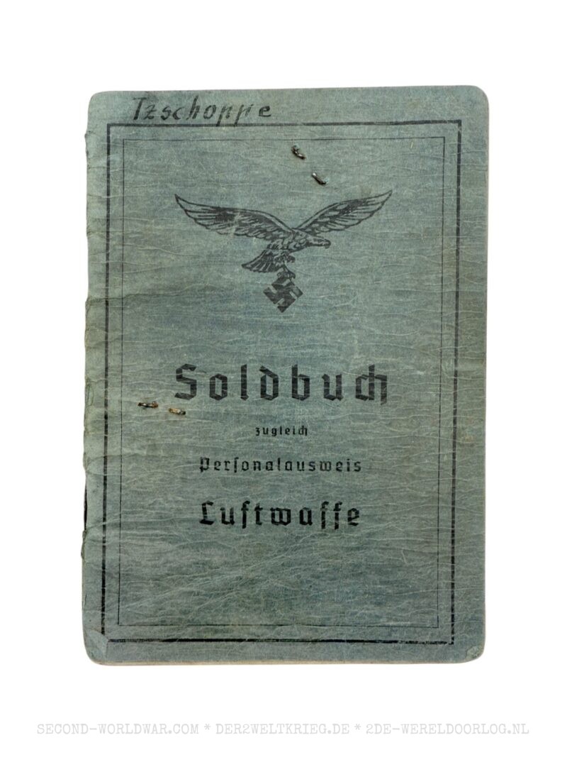 Luftwaffe Soldbuch Offizier FLAK und Nebelkompanie