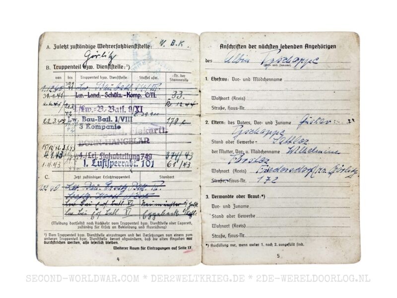 Luftwaffe Soldbuch Offizier FLAK und Nebelkompanie – Bild 4