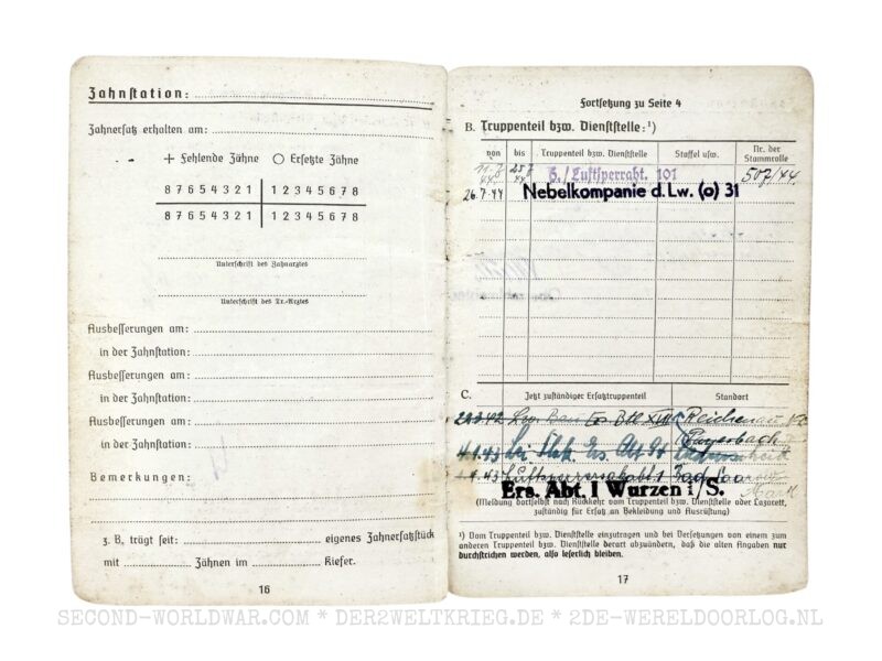 Luftwaffe Soldbuch Offizier FLAK und Nebelkompanie – Bild 12