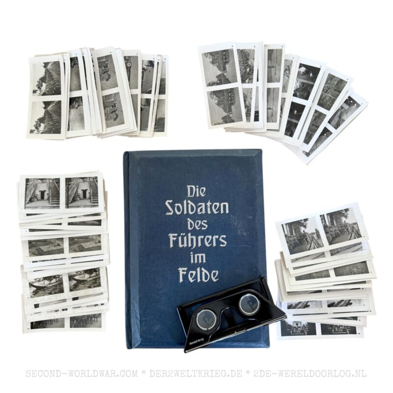 Die Soldaten des Führers im Felde Raumbildalbum (blau) mit 100 Stereofotos und Brille