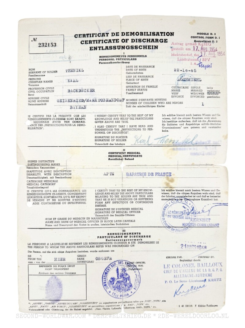 Wehrmacht Soldbuch mit französischem Entlassungsschein – Bild 11