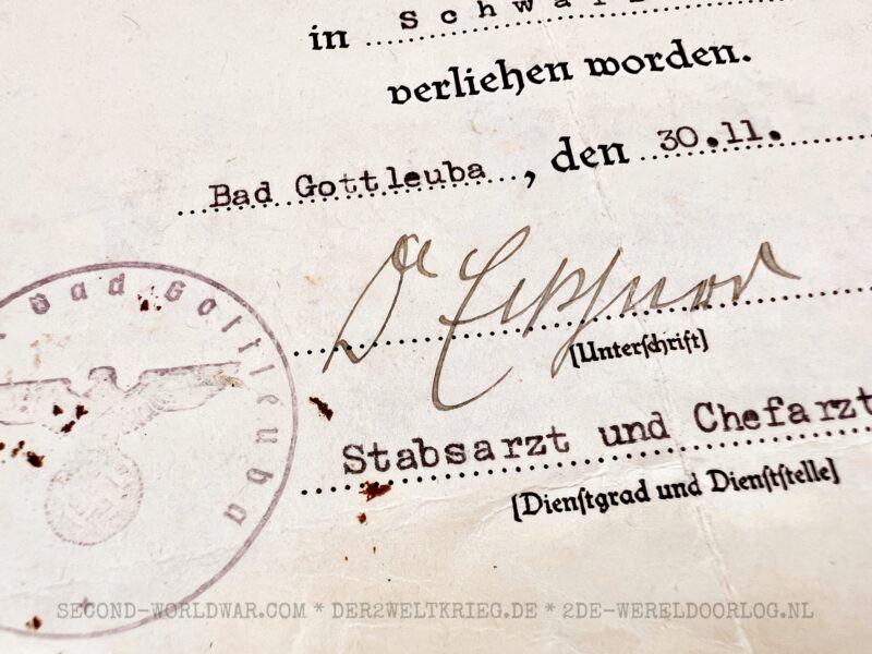 Urkunde Verwundetenabzeichen Schwartz 1941 – Bild 3