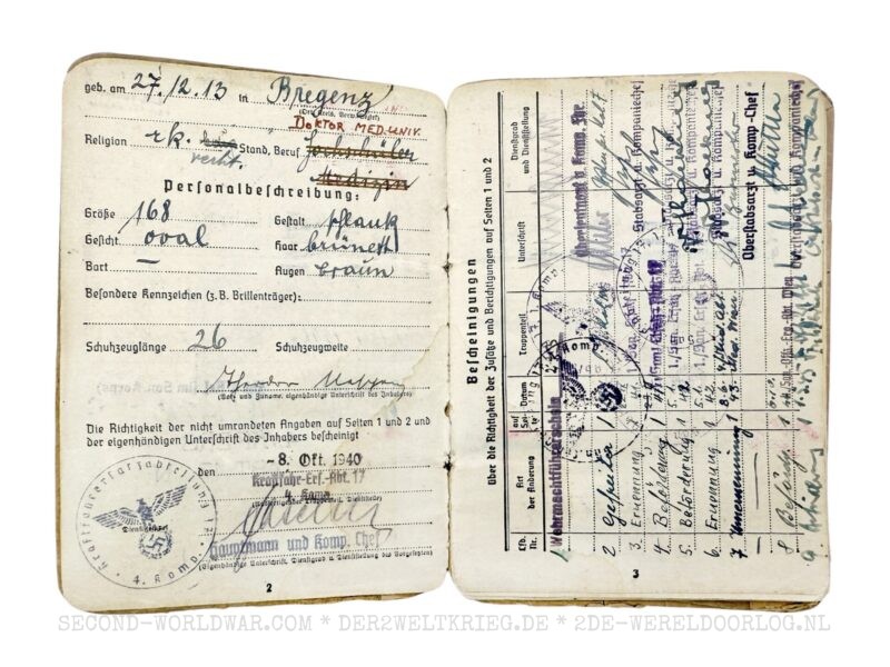Wehrmacht Soldbuch Arzt Wien mit Zusatzpapieren – Bild 4
