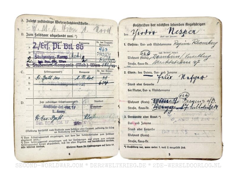 Wehrmacht Soldbuch Arzt Wien mit Zusatzpapieren – Bild 5