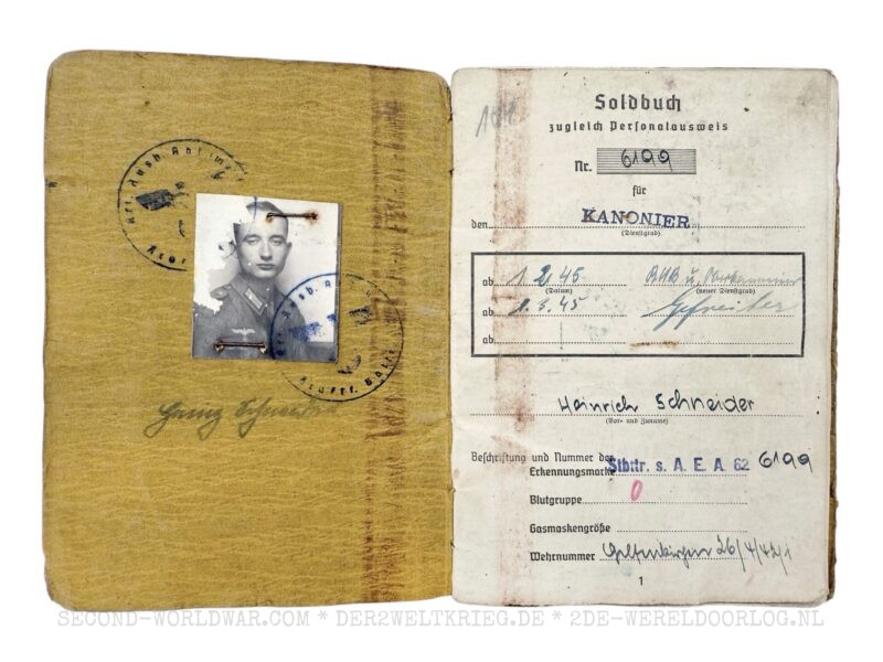 Wehrmacht Soldbuch Kanonier 1944 – Bild 2