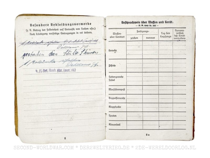 Wehrmacht Soldbuch Kanonier 1944 – Bild 6