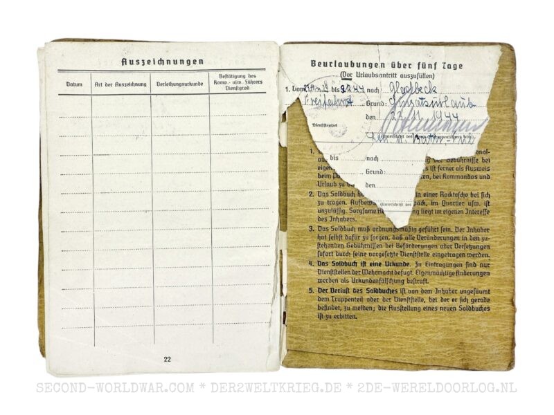 Wehrmacht Soldbuch Kanonier 1944 – Bild 11